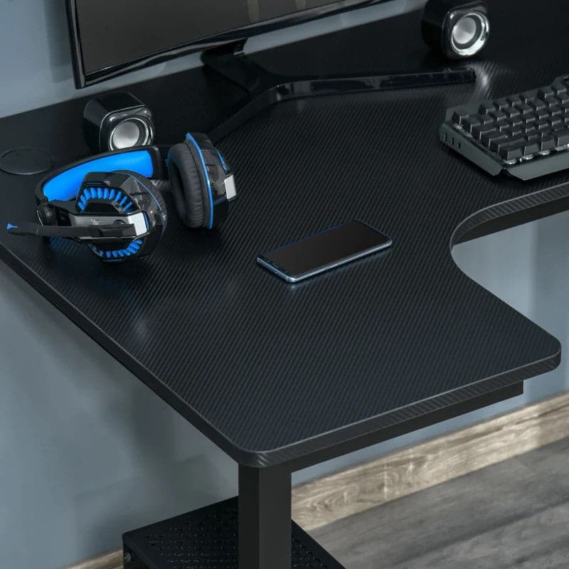 Maplin Plus L-Shaped 145 x 81 x 76cm Gaming Desk with Cable Management - Black - maplin.co.uk