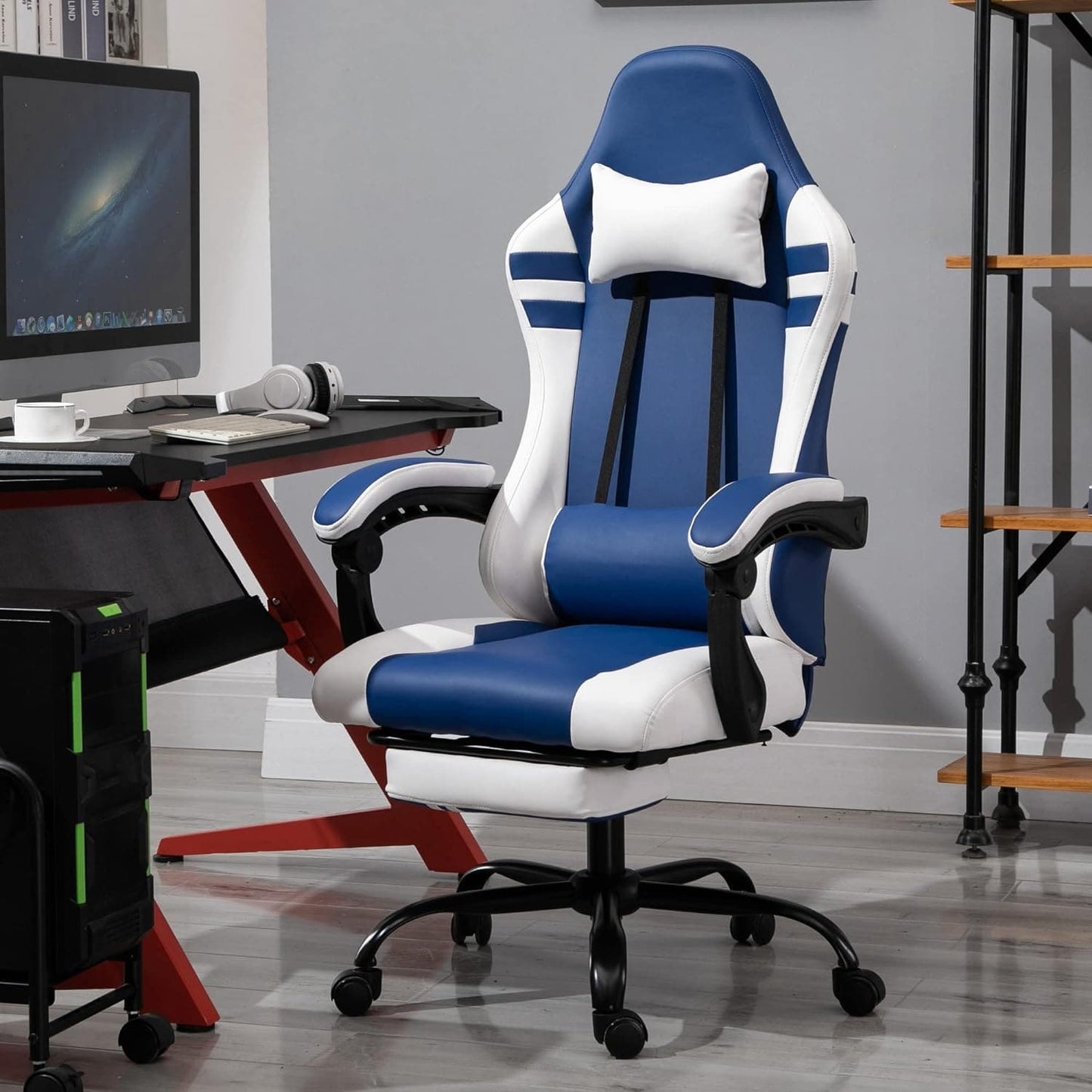 Maplin Plus PU Leather Reclining Adjustable Gaming Chair with Headrest