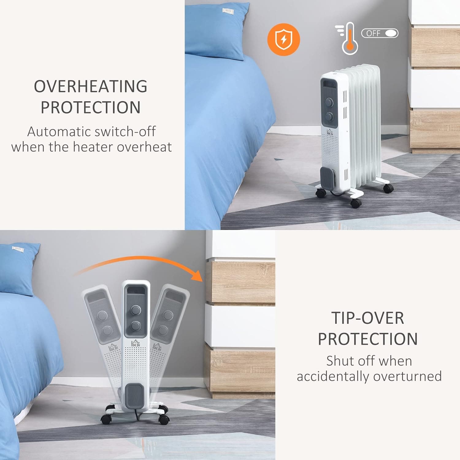 Maplin 7 Fin Portable Oil Filled Radiator with Three Heat Settings - White - maplin.co.uk