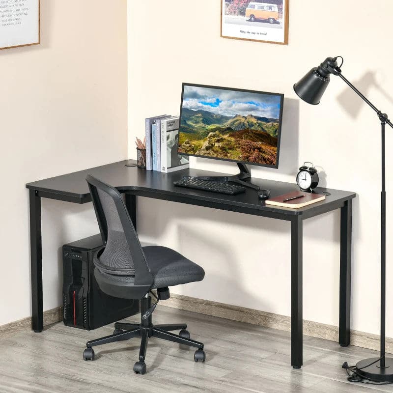 Maplin Plus L-Shaped 145 x 81 x 76cm Gaming Desk with Cable Management - Black - maplin.co.uk