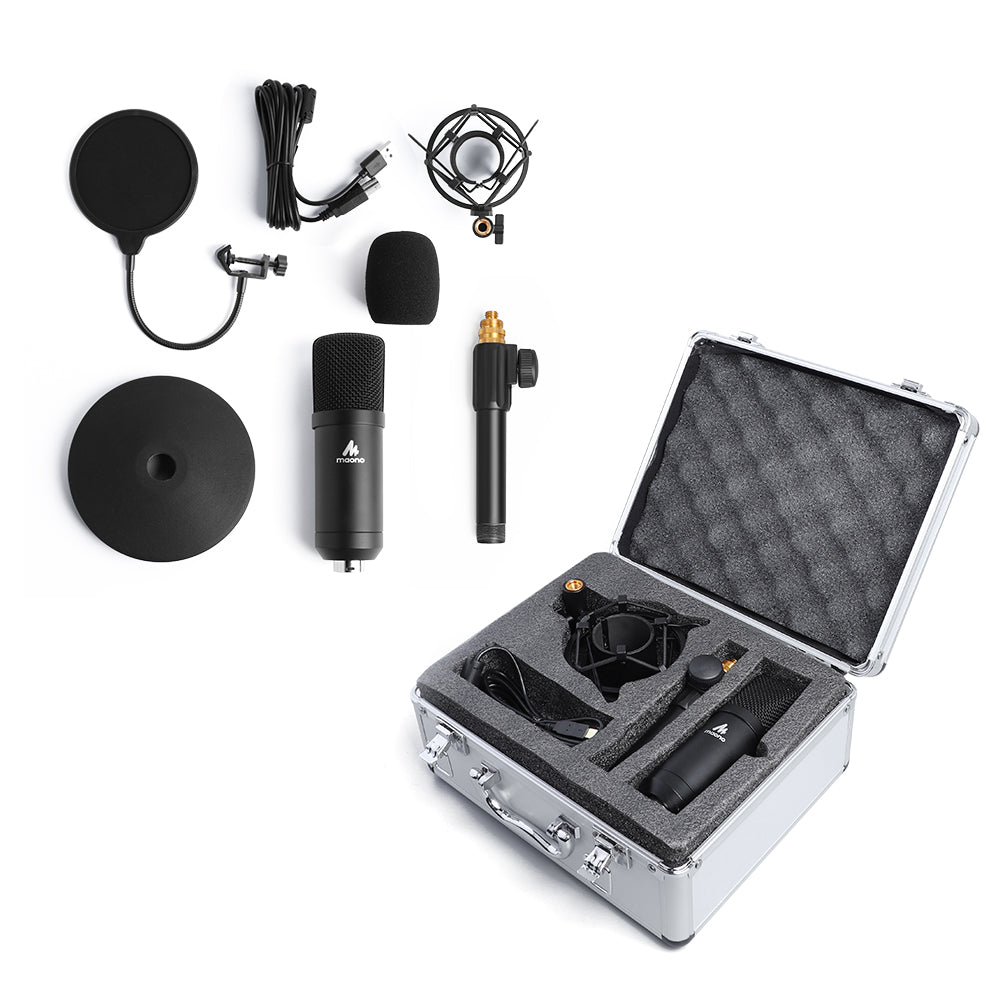 Maono USB Studio Tabletop Microphone Kit with Pop Filter & Flight Case - maplin.co.uk