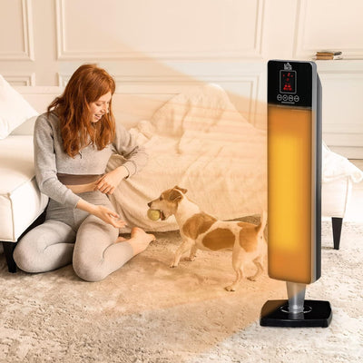 Maplin Plus 2kW Portable Indoor Oscillating Ceramic Tower Space Heater with Adjustable Modes - Black - maplin.co.uk