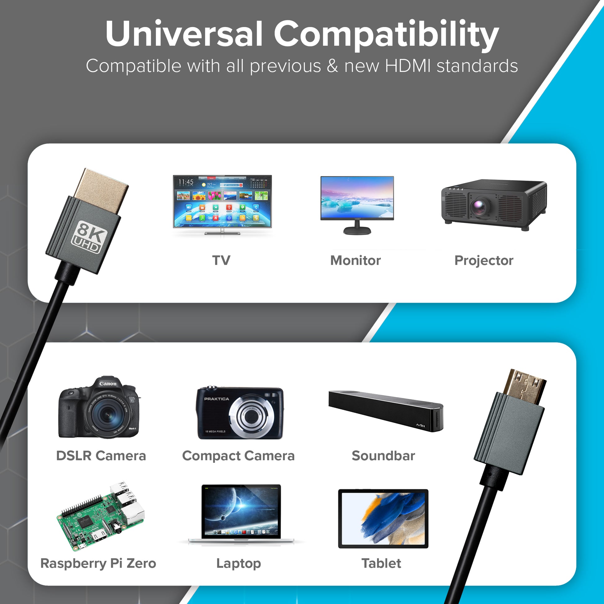 Maplin HDMI to Mini HDMI 8K Ultra HD Coiled Cable - Black, 1m