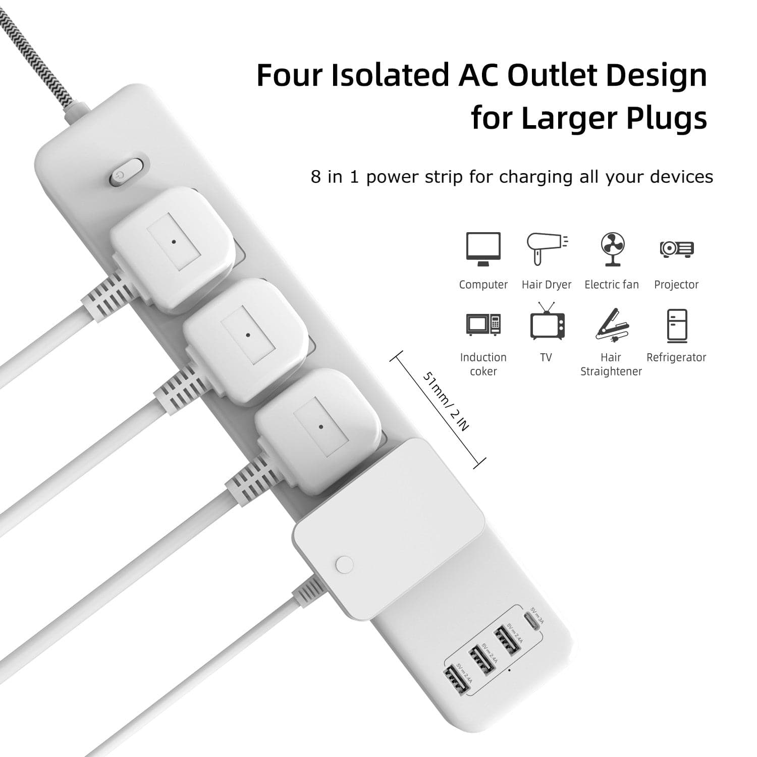 Maplin 2m 4-Socket UK Power Switch Extension Lead with 3x USB-A / 1x USB-C Ports - maplin.co.uk