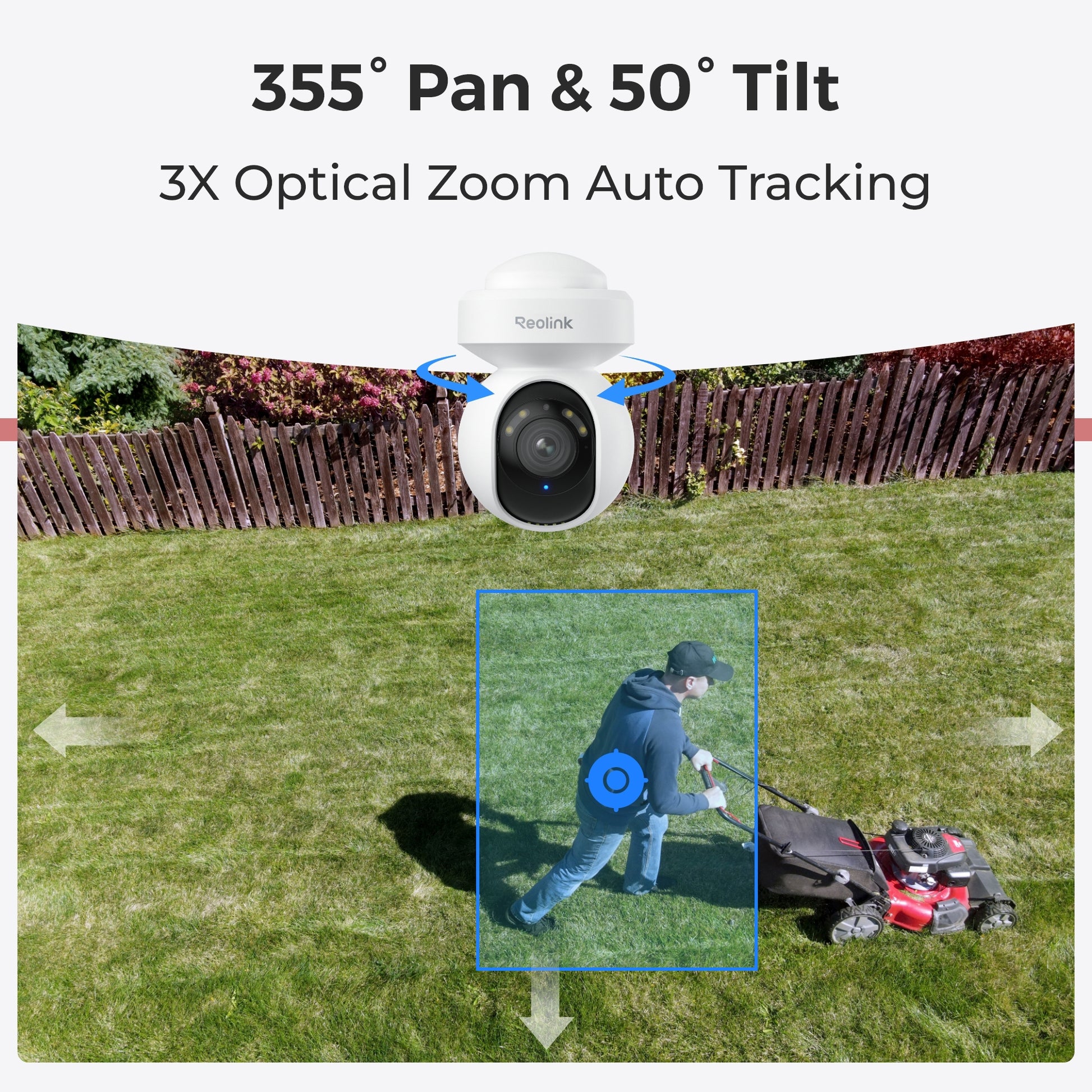 Reolink E Series 2K+ PTZ Auto Track WiFi Outdoor Security Camera with 64GB microSD Card