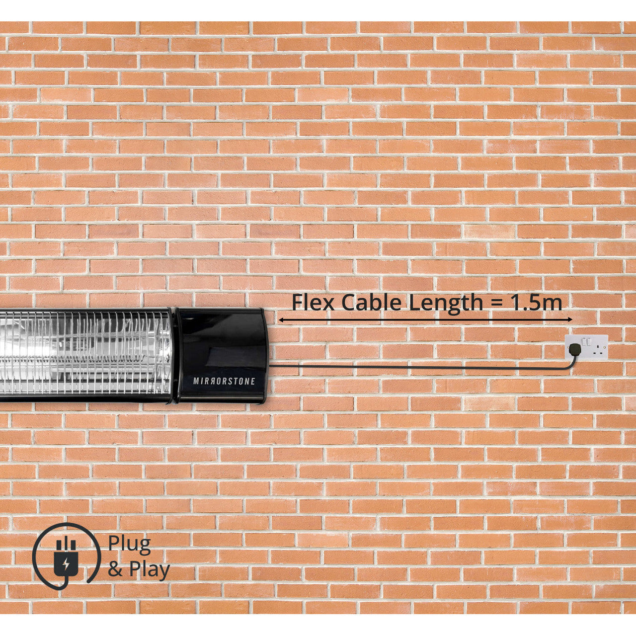 Mirrorstone Athena 2.4kW Remote Controllable Wi-Fi Infrared Bar Heater