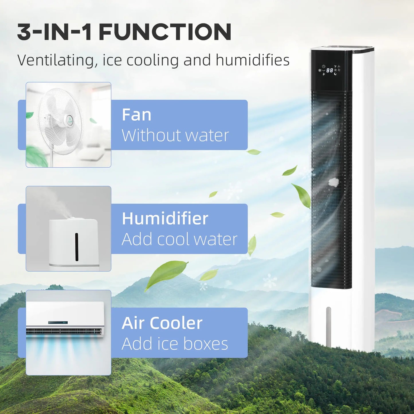 Maplin Plus Portable Air Cooler Humidifier Evaporative Ice Cooling Fan - White