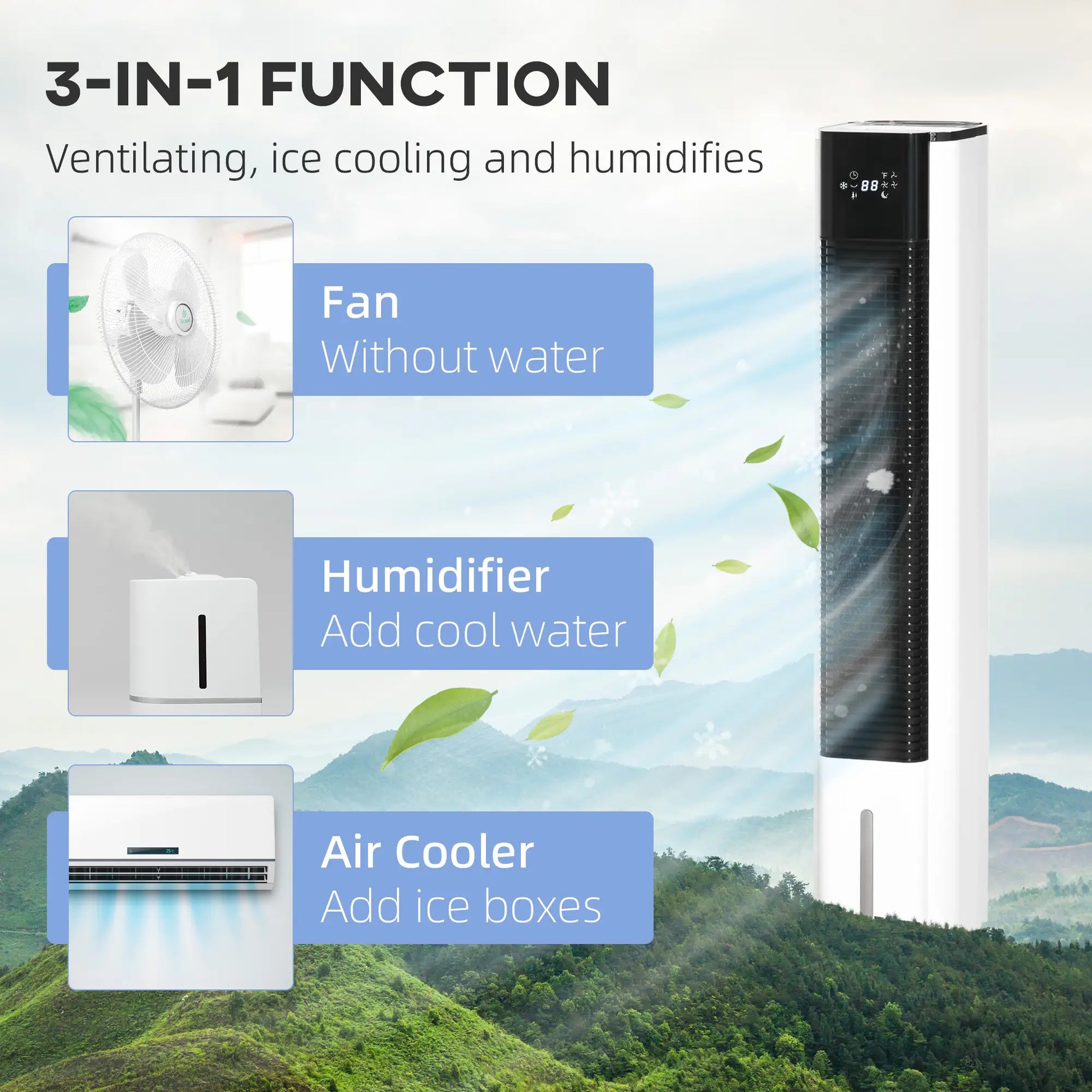 Maplin Plus Portable Air Cooler Humidifier Evaporative Ice Cooling Fan - White