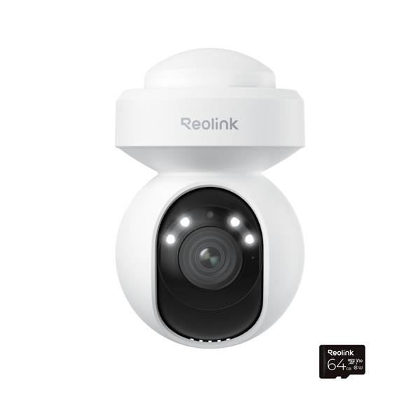 Reolink E Series 2K+ PTZ Auto Track WiFi Outdoor Security Camera with 64GB microSD Card