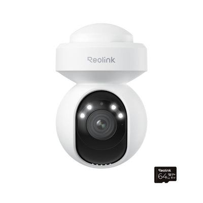 Reolink E Series 2K+ PTZ Auto Track WiFi Outdoor Security Camera with 64GB microSD Card
