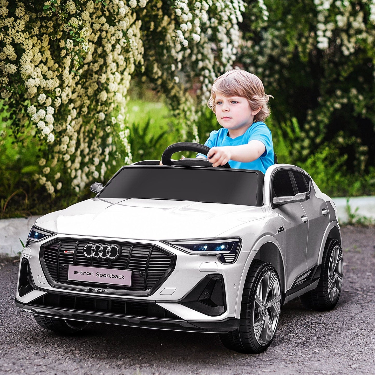 Maplin Plus Audi E-tron Licensed 12V Kids Electric Ride On Car with Remote, Music, Lights & Suspension for 3-5 Years - maplin.co.uk