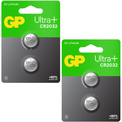 GP CR2032 Ultra Plus 3V Lithium Coin Cell Batteries - Pack of 4
