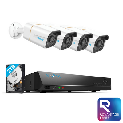 Reolink Advantage Series 4K+ 2TB 8-Channel Wired PoE NVR CCTV with 4 Bullet Camera Kit