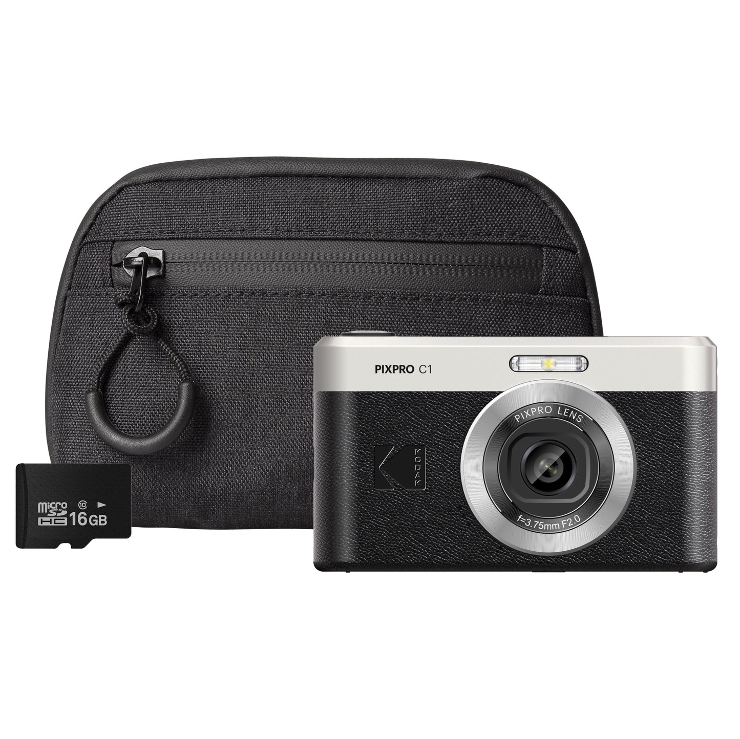 Kodak PIXPRO C1 13MP 4x Digital Zoom Compact Camera - Black Camera + 16GB MicroSD Card + Compact Case
