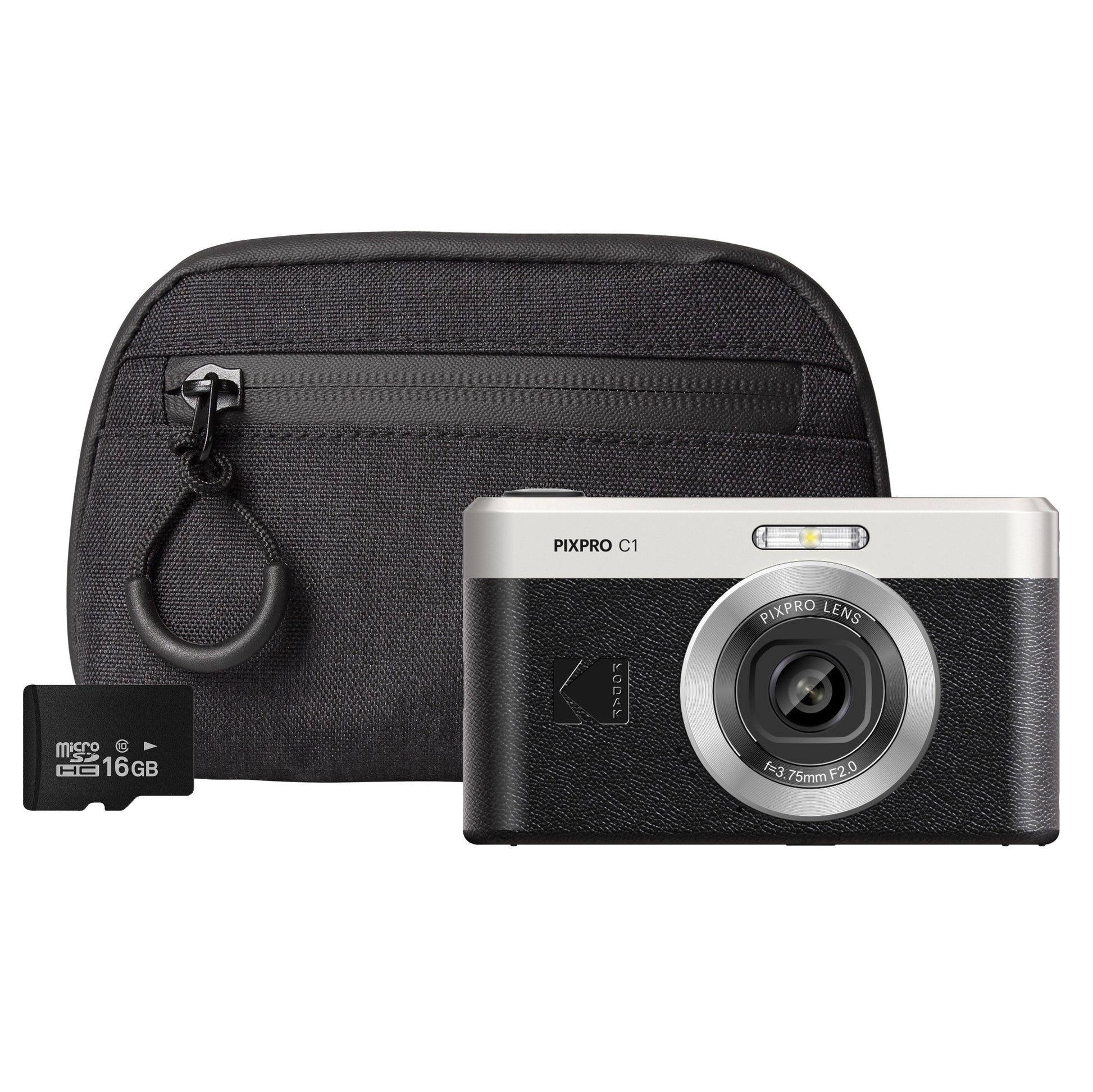Kodak PIXPRO C1 13MP 4x Digital Zoom Compact Camera - Black Camera + 16GB MicroSD Card + Compact Case