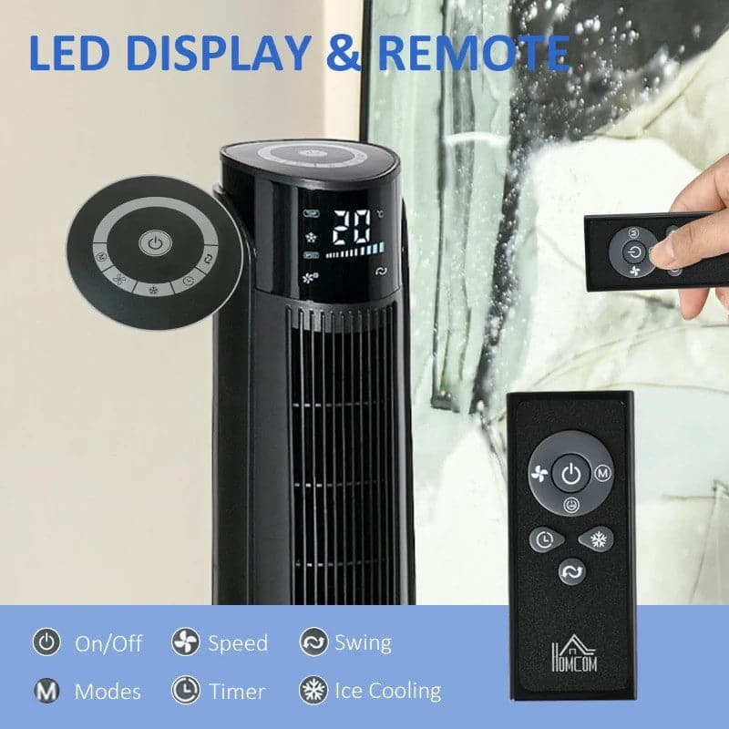 Maplin Plus Ice Cooling Oscillating Tower Fan - Black