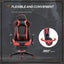 Maplin Plus High-Back Faux Leather Swivel Reclining Office Gaming Chair with Footrest - Red & Black - maplin.co.uk