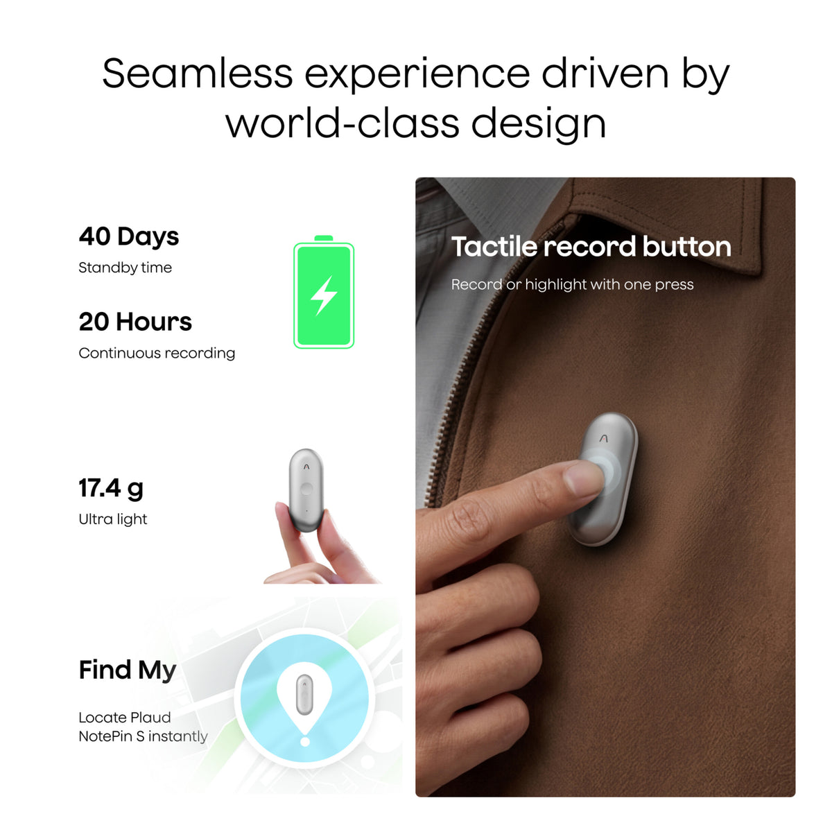 Plaud NotePin S Wearable AI Voice Recorder