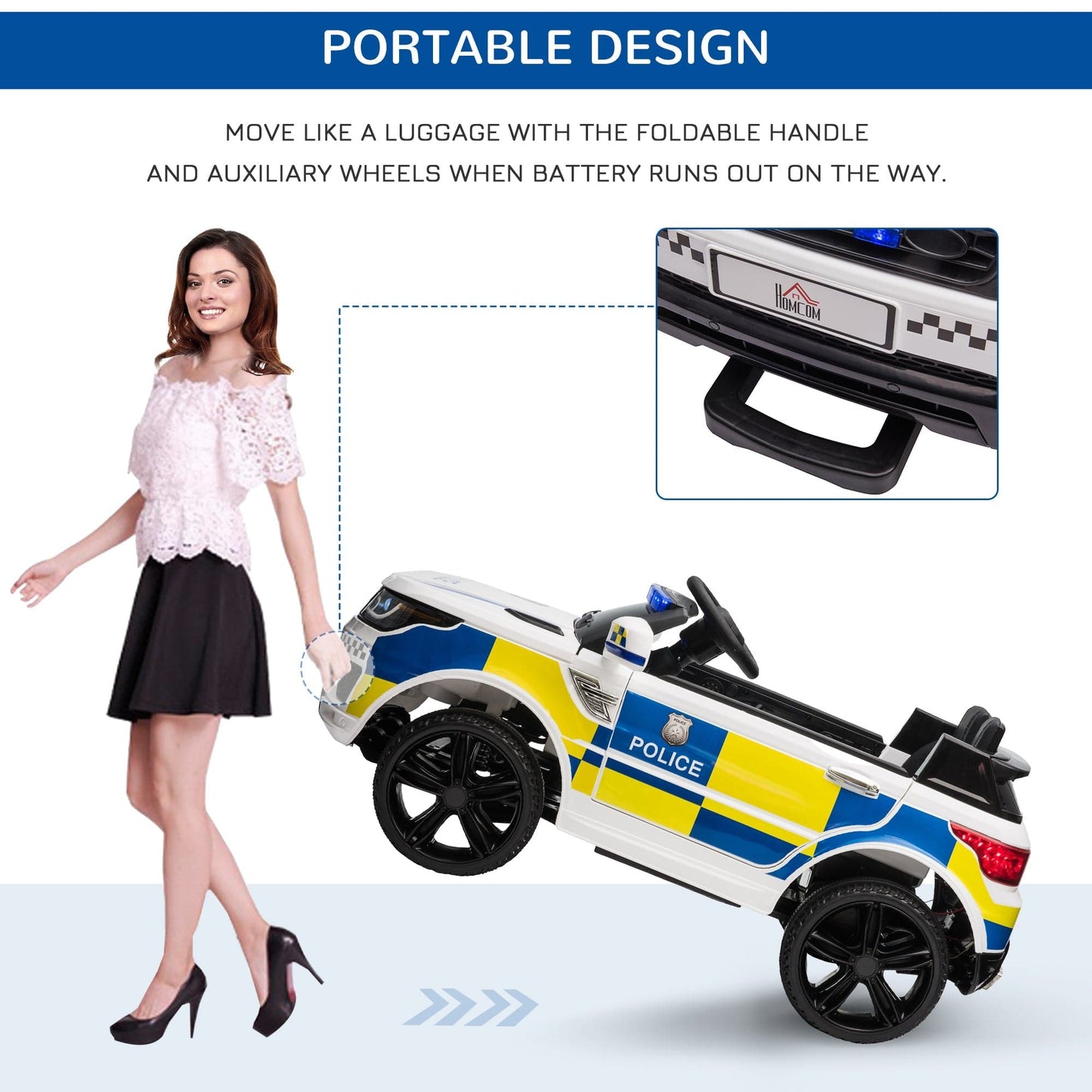 Maplin Plus 12V Kid Electric Ride On Police Car with Remote Siren Light (3-6 Years) - maplin.co.uk