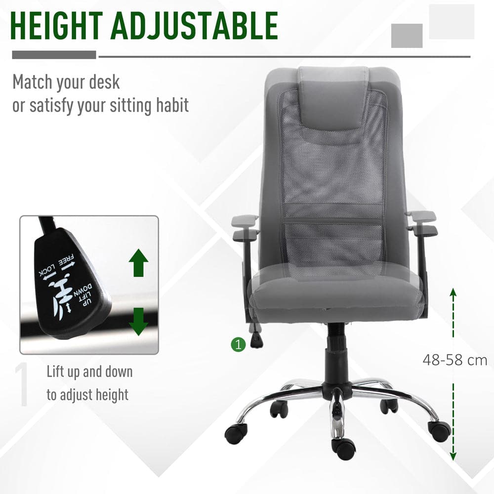 ProperAV Extra Adjustable Mesh Office Chair - Grey - maplin.co.uk