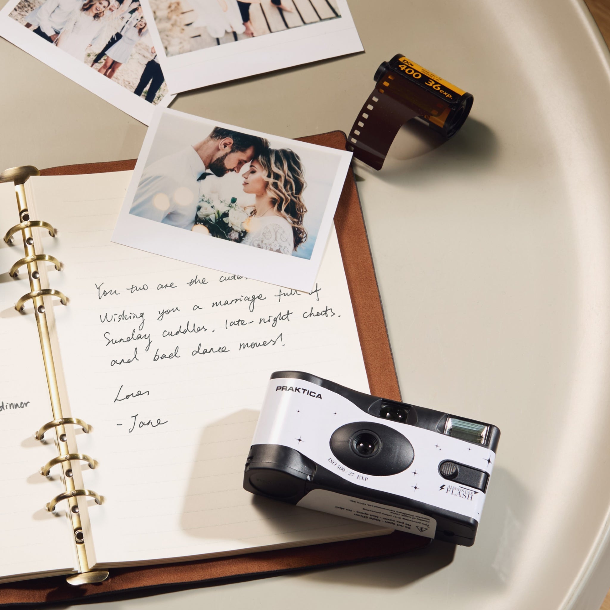 Praktica Single Use Disposable Colour Film Camera with Flash - Wedding White