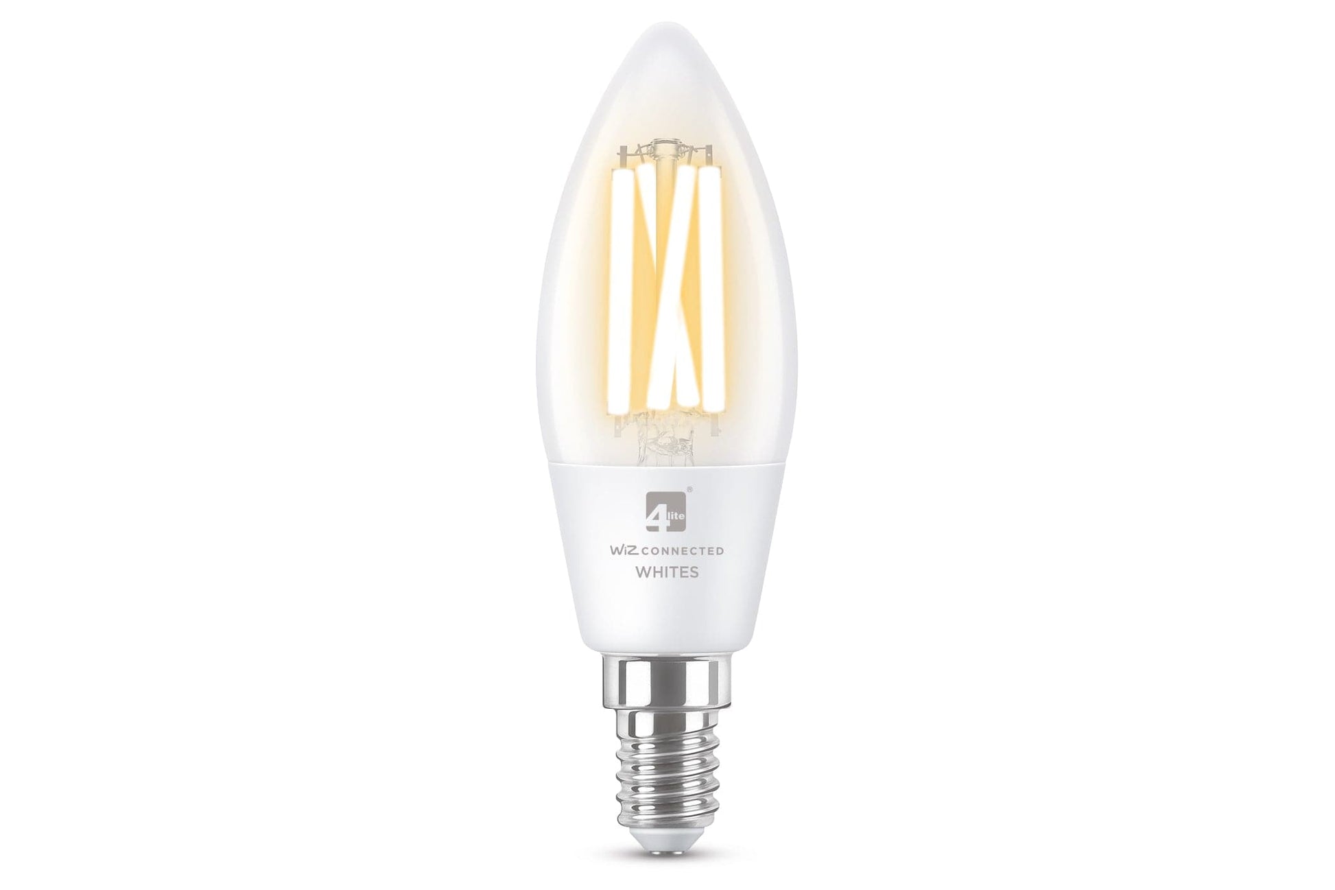 4lite WiZ Connected C35 Candle Filament White WiFi LED Smart Bulb - E14 Small Screw, Pack of 4 - maplin.co.uk