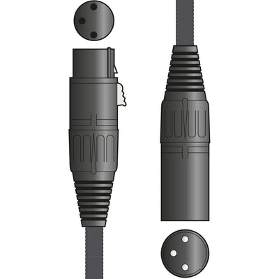 Citronic Retro Braided XLR Female to XLR Male Microphone Lead - Black