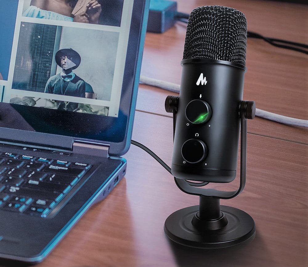 Maono USB-C Desktop Condenser Cardioid Omnidirectional Microphone with Headphone Jack - maplin.co.uk