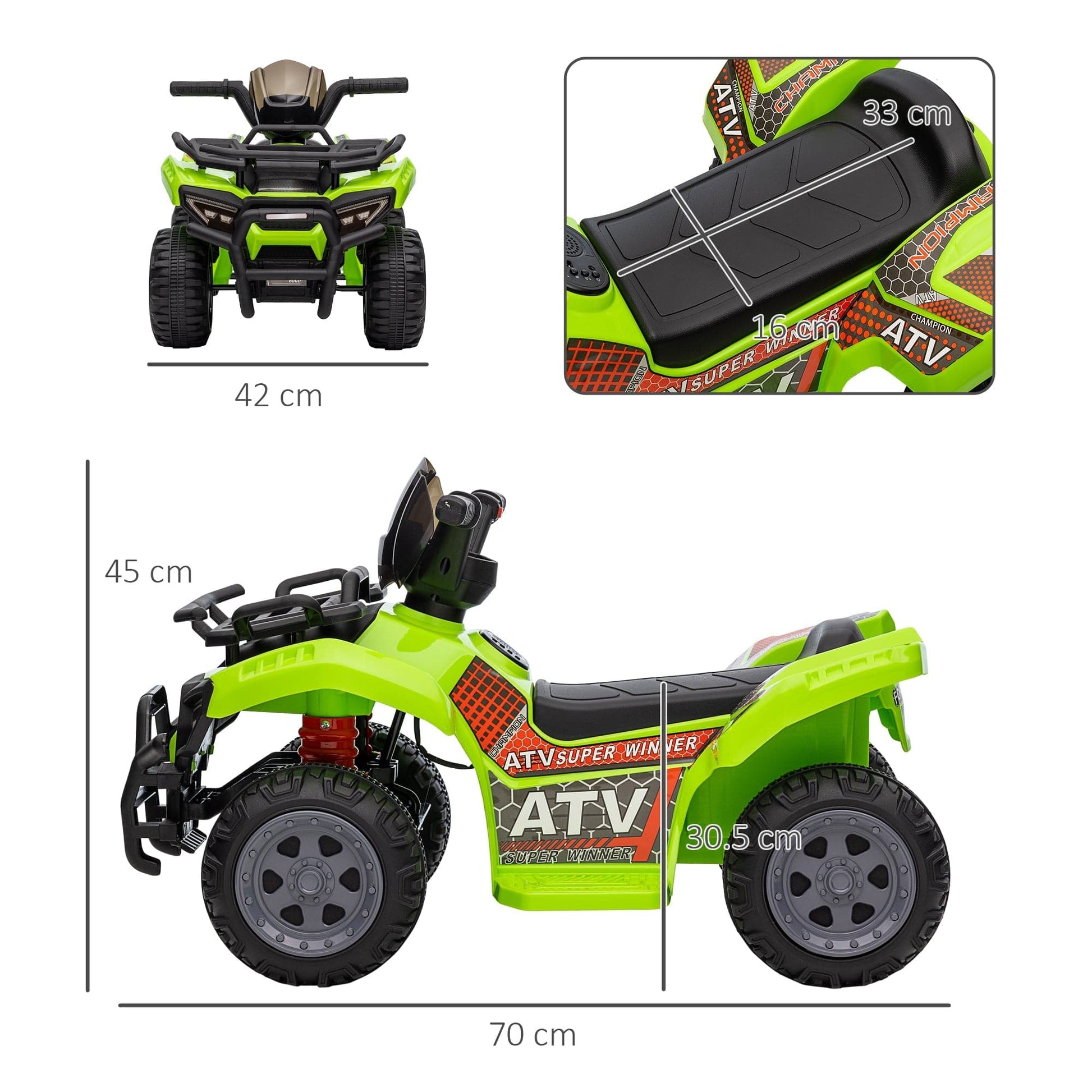 Maplin Plus 6V Kids Electric Ride on Toy ATV Quad Bike with Music & Headlights for 18-36 Months - maplin.co.uk