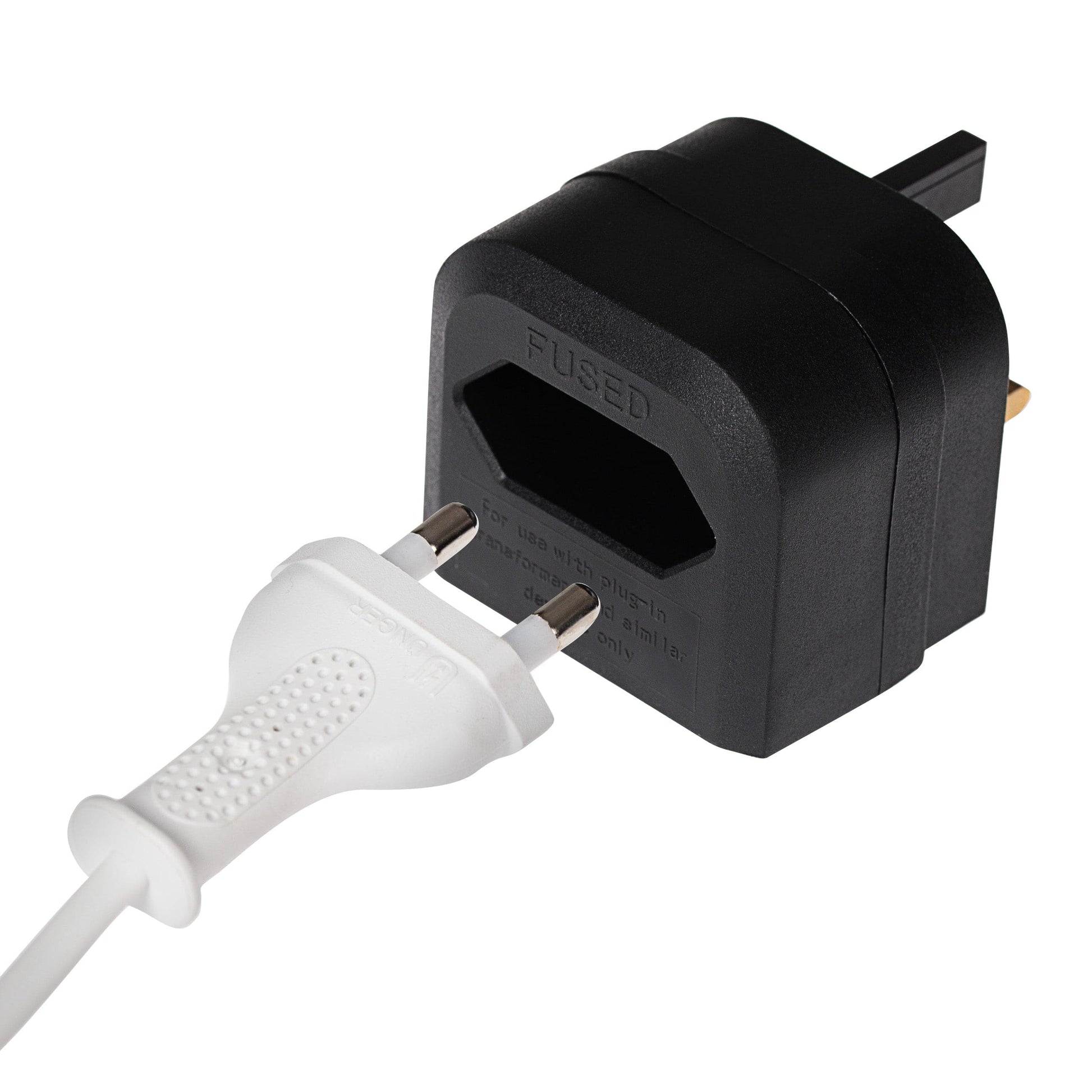 Maplin EU 2 Pin Plug to UK Mains Plug Converter with 3 Amp Fuse - Black - maplin.co.uk