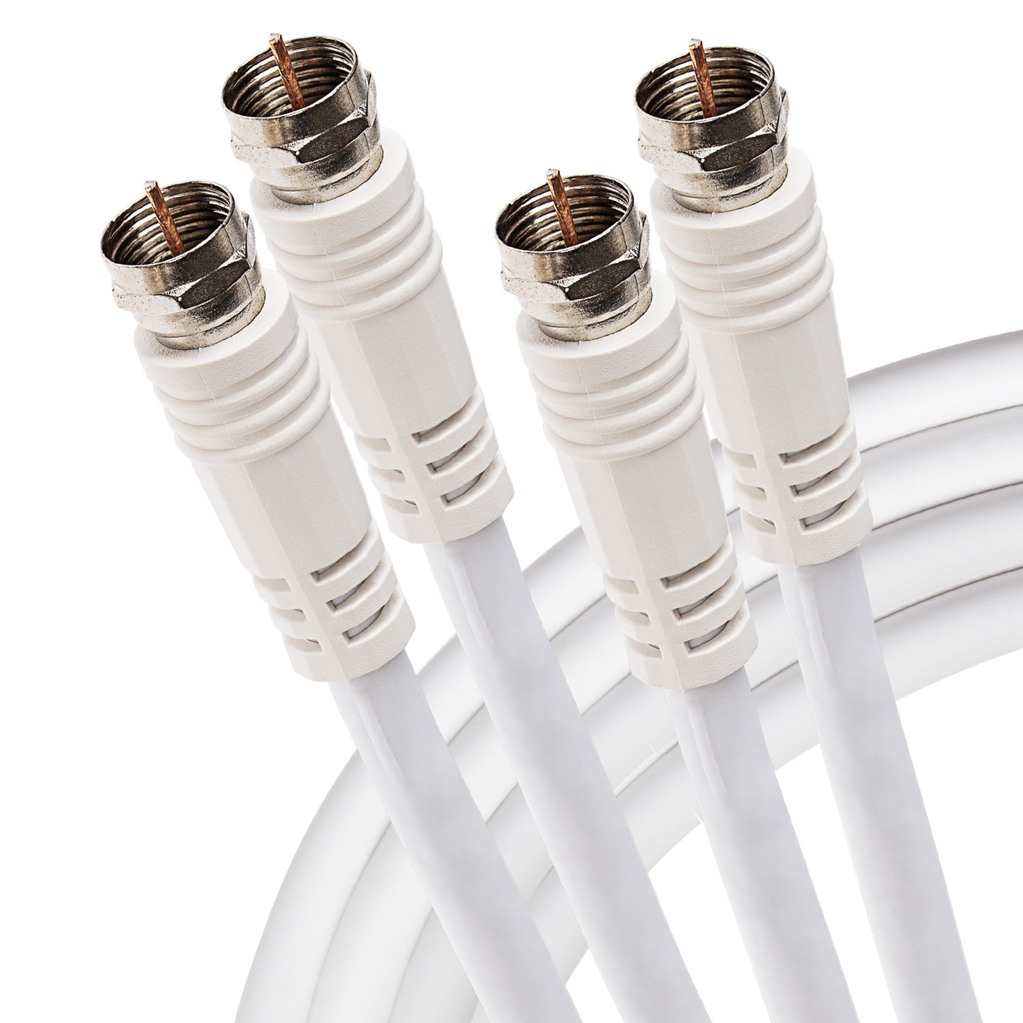Maplin Twin F Type Male to Twin F Type Male Connector TV Satellite Aerial Extension Cable - White, 3m
