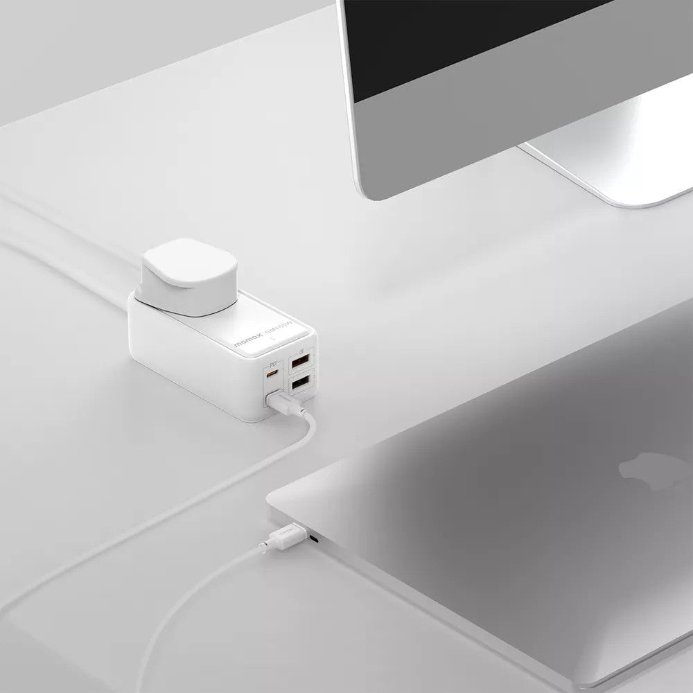 MOMAX OnePlug 65W GaN Extension Plug Socket Power Strip with 2x USB-C & 2x USB-A - 2m