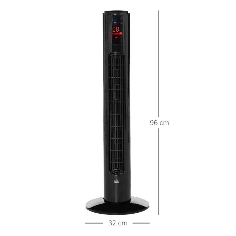 Maplin Plus 38" Oscillating Freestanding Tower Fan with 3 Speeds - Black
