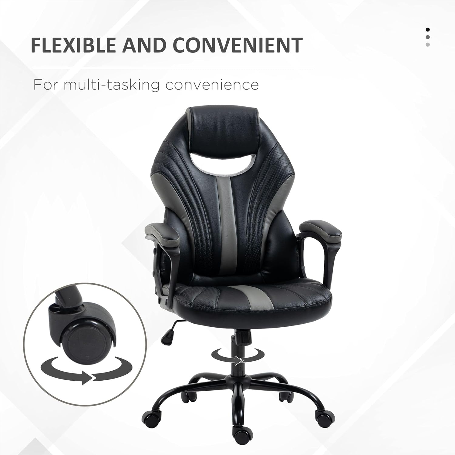 Maplin Plus Faux Leather Adjustable Swivel Gaming Chair - Black - maplin.co.uk