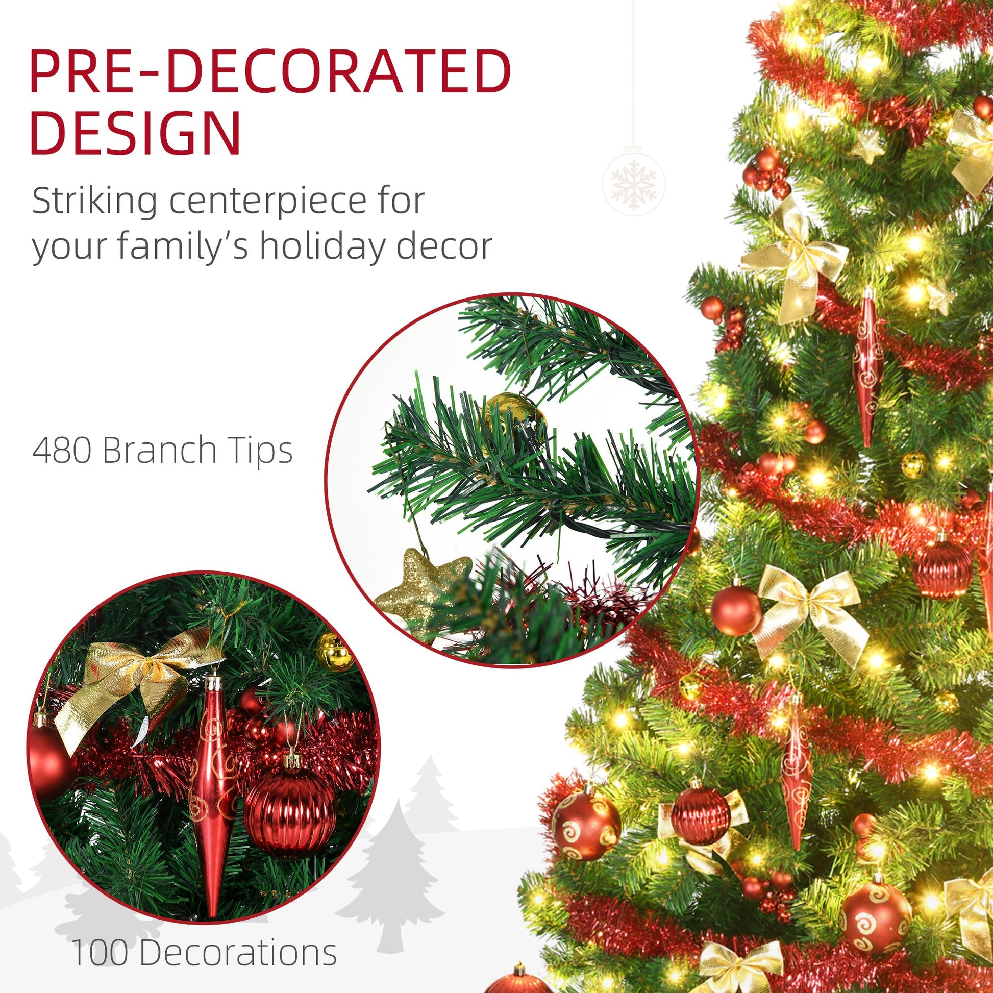 HOMCOM 6ft LED Artificial Christmas Tree with Decorations - maplin.co.uk