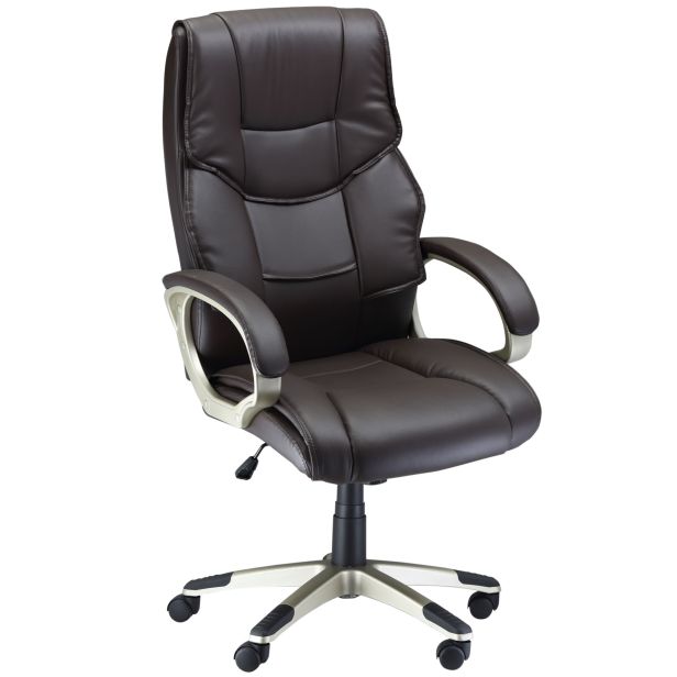 ProperAV Extra High Back Faux Leather Adjustable Height Swivel Executive Office Chair with Rocking Function - maplin.co.uk