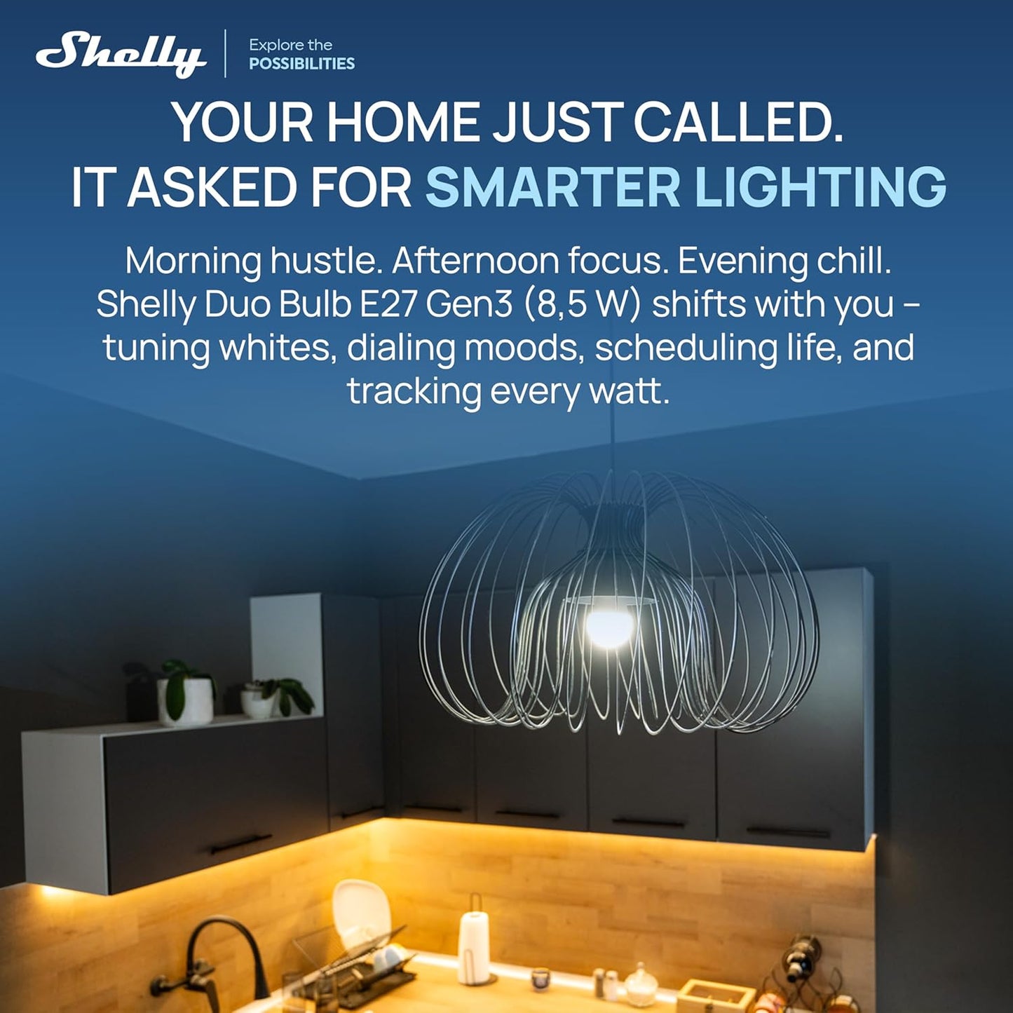 Shelly Duo E27 Gen3 Adjustable White WiFi & Bluetooth Smart Bulb