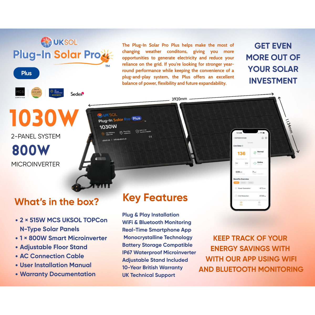 UKSOL Plug-In Solar Pro Plus 1030W Hybrid Mount Kit