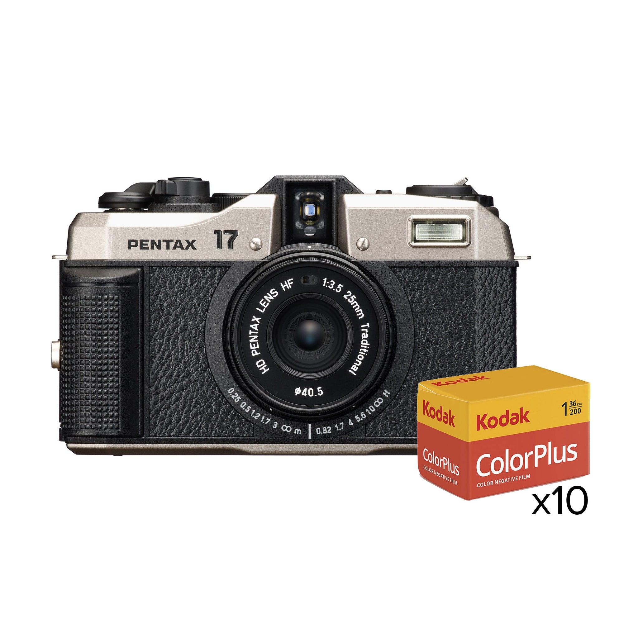 Pentax 17 Film Camera - Dark Silver Camera + 10x 36 Exposure 35mm Film