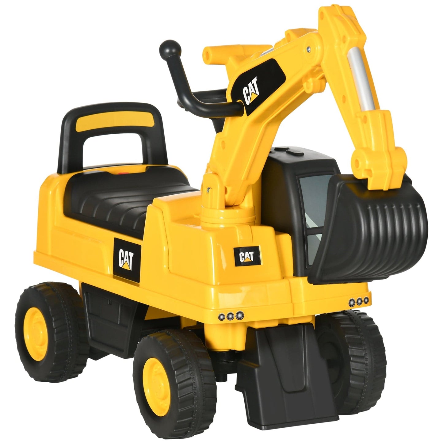 Maplin Plus CAT Licensed Kids Ride On Toy Digger with Manual Shovel & Horn for Ages 1-3 Years - maplin.co.uk