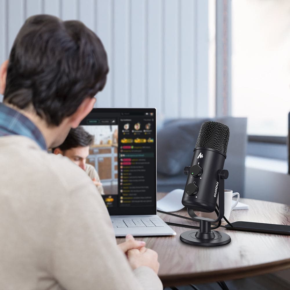 Maono USB-C Desktop Condenser Cardioid Omnidirectional Microphone with Headphone Jack - maplin.co.uk