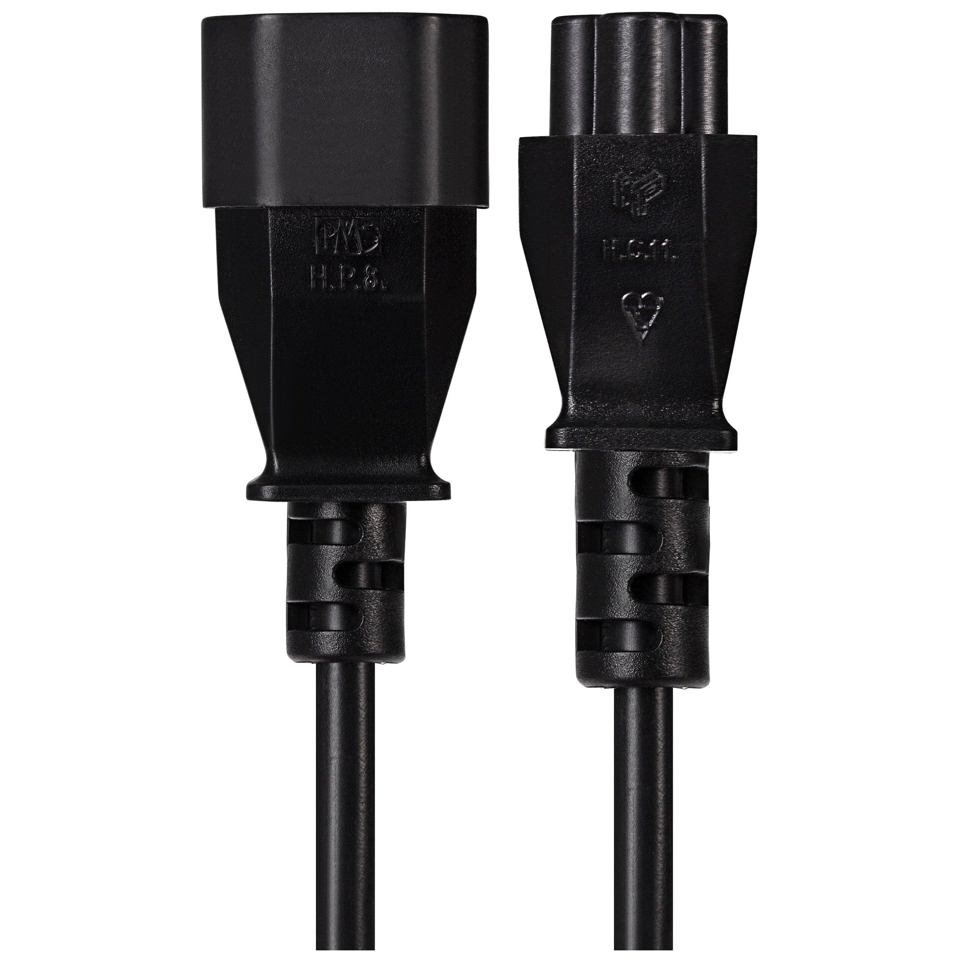 Maplin Power Lead IEC C5 Clover Leaf Plug Female to IEC C14 Male - Black, 1m - maplin.co.uk