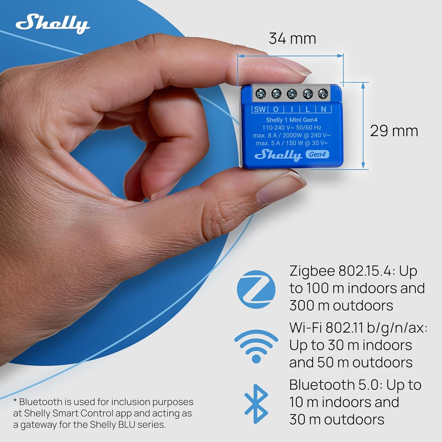 Shelly 1 Mini Gen4 WiFi/Zigbee-Operated 8A Relay Switch