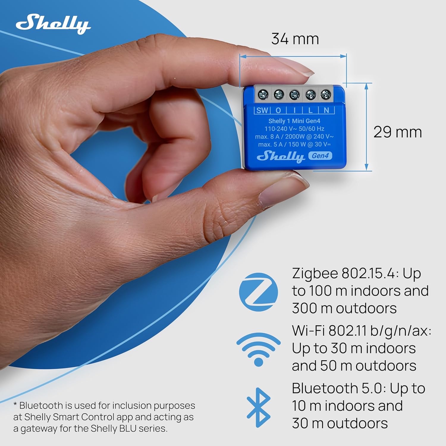 Shelly 1 Mini Gen4 WiFi/Zigbee-Operated 8A Relay Switch