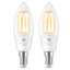 4lite WiZ Connected C35 Candle Filament White WiFi LED Smart Bulb - E14 Small Screw Pack of 2