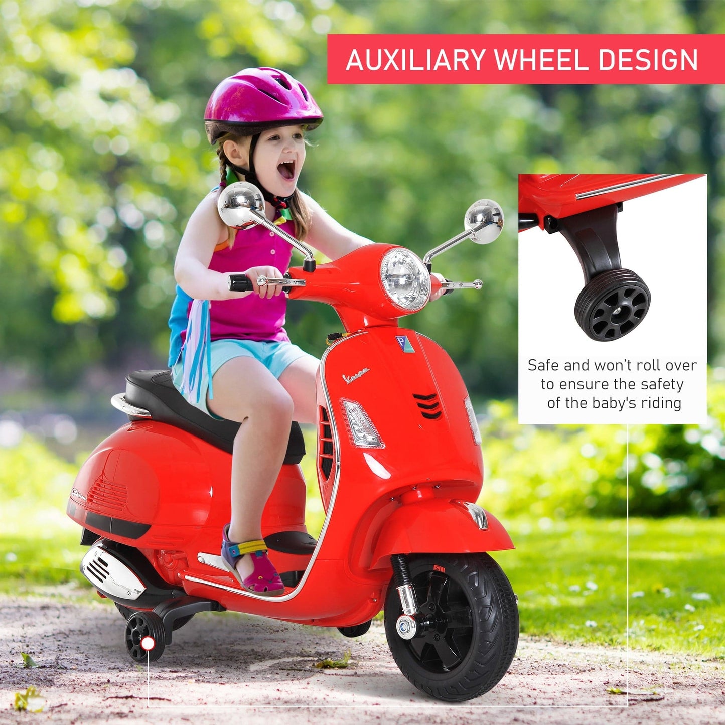 Maplin Plus Kids Ride On 6V Vespa Motorcycle with LED Lights - maplin.co.uk