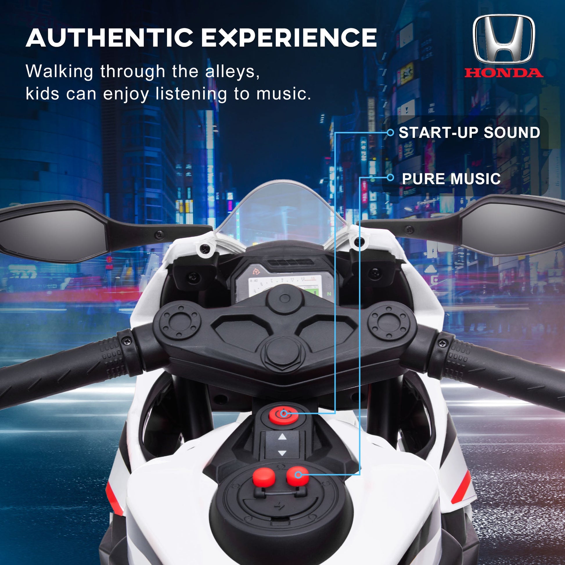 HOMCOM Honda 6V Licensed Kids Motorcycle with Music & Training Wheels - maplin.co.uk