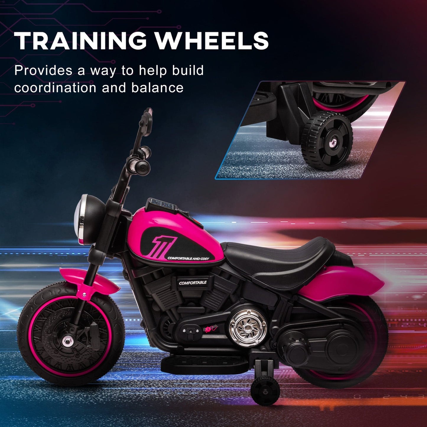 Maplin Plus 6V Electric Motorbike with Training Wheels & One-Button Start - maplin.co.uk