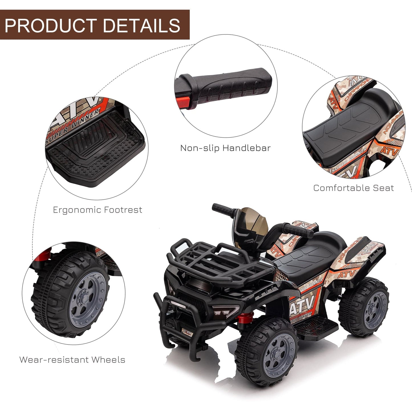 Maplin Plus 6V Kids Electric Ride on Toy ATV Quad Bike with Music & Headlights for 18-36 Months - maplin.co.uk