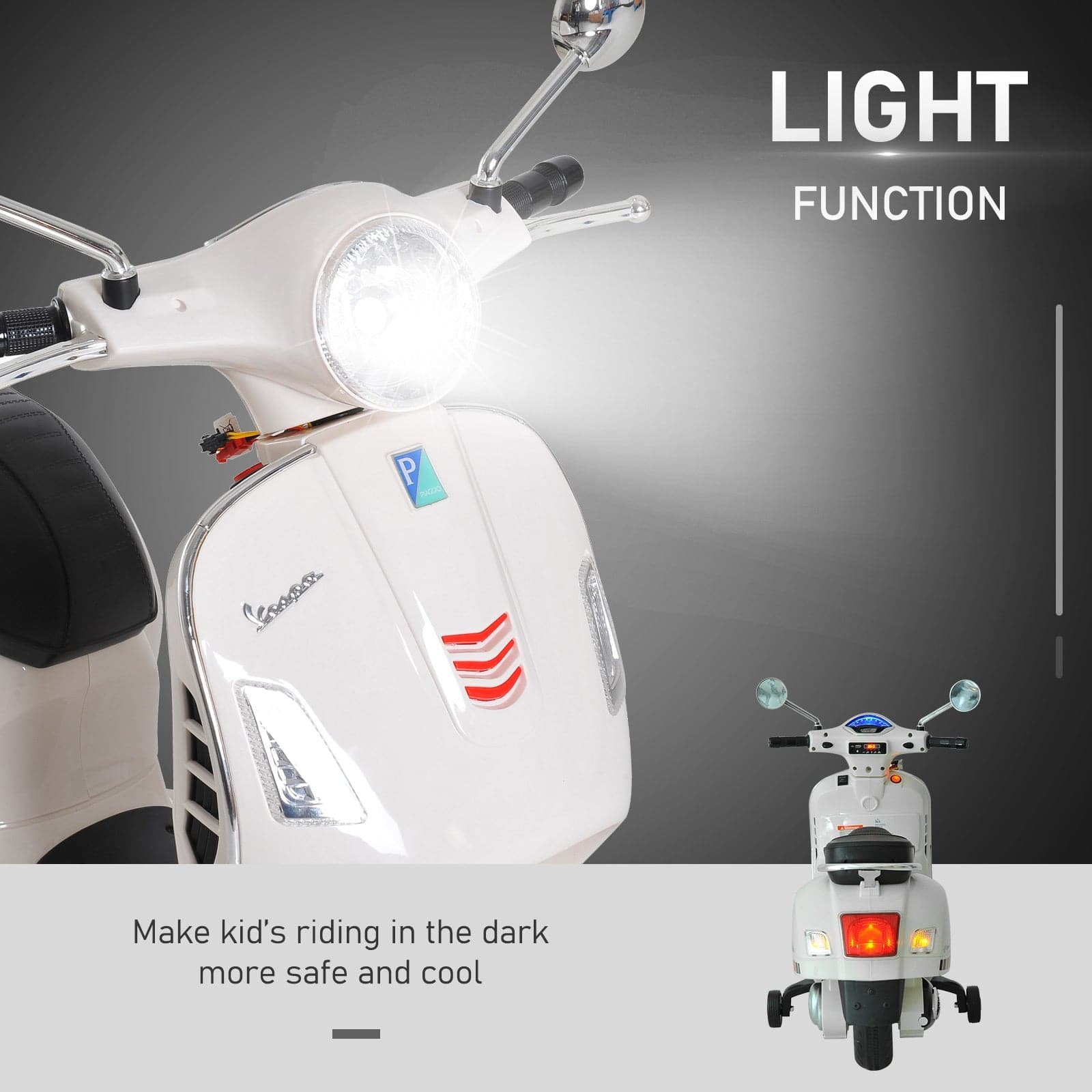 Maplin Plus Kids Ride On 6V Vespa Motorcycle with LED Lights - maplin.co.uk